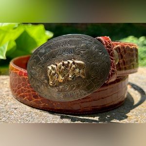 Ralph Lauren Vintage American Alligator & Sterling Silver Horse Buckle Belt 30”